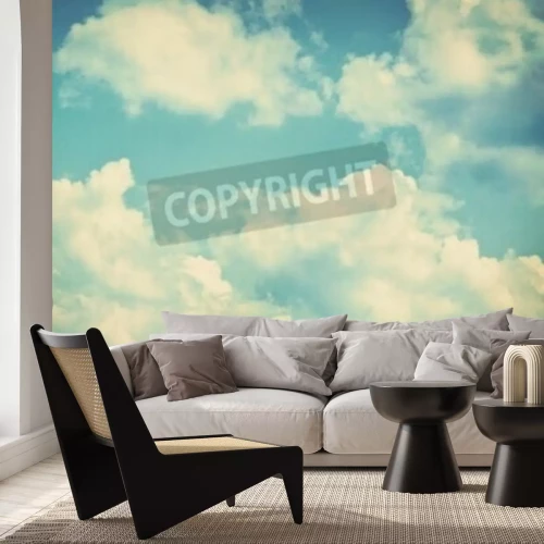 Fotobehang Blauwe lucht met witte wolken