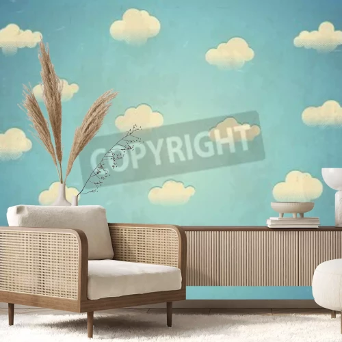 Fotobehang Tekenpatroon met wolken