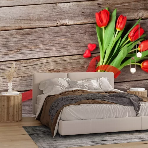 Sticker Rode tulpen met een lint