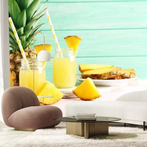 Sticker Ananasdranken omgeven door fruit