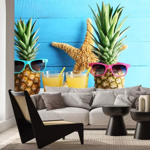 Sticker Exotische ananas in zonnebril