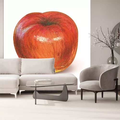 Sticker Rode appeltekening met kleurpotloden