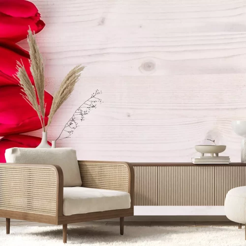 Sticker Rode tulpen op een wit bord