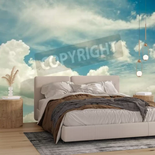 Fotobehang Blauwe lucht met lichte wolken