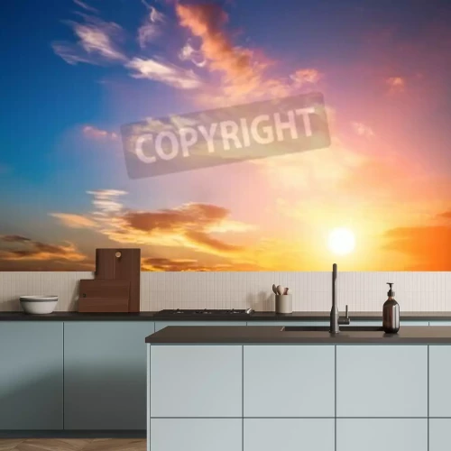 Fotobehang Zonnige lucht met wolken