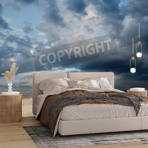 Fotobehang Donkere wolken aan de horizon