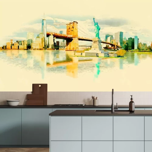 Sticker vector aquarel NEW YORK stad illustratie