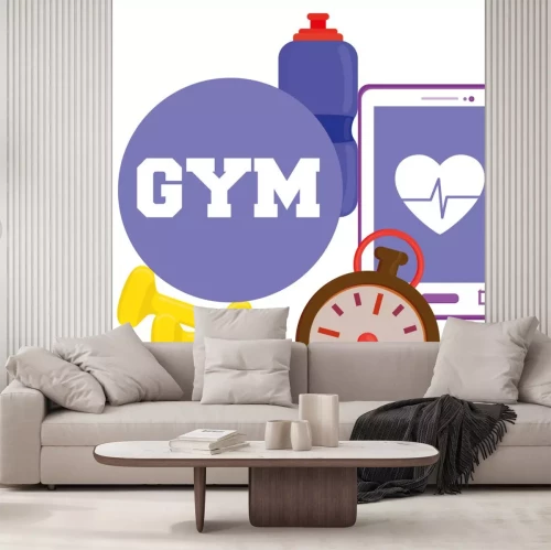 Sticker Gym en fitness iconen ontwerp