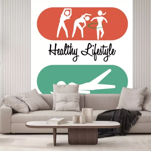 Sticker Gym en fitness iconen ontwerp