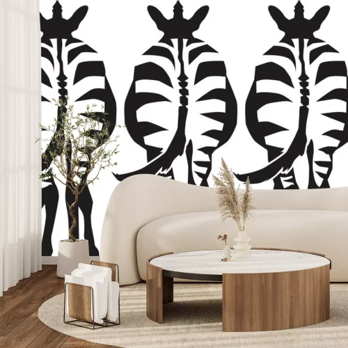 Sticker Drie zebra's staan ​​zien terug