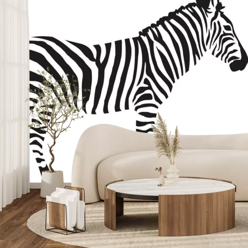 Sticker Zebra silhouet isloated op een witte achtergrond