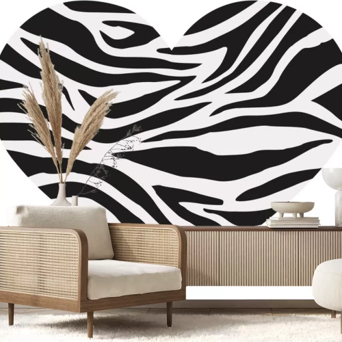 Sticker Zebra hart met patroon in twee kleuren