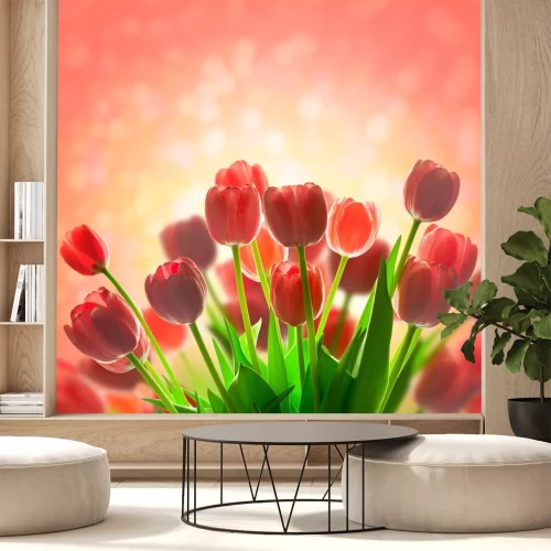 Sticker Verlichte rode tulpen