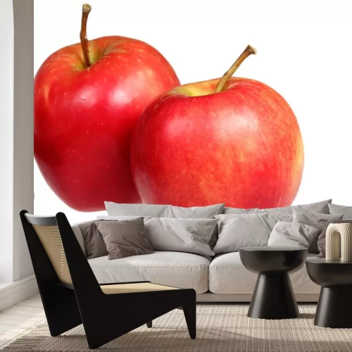 Sticker Rode appel op een witte achtergrond