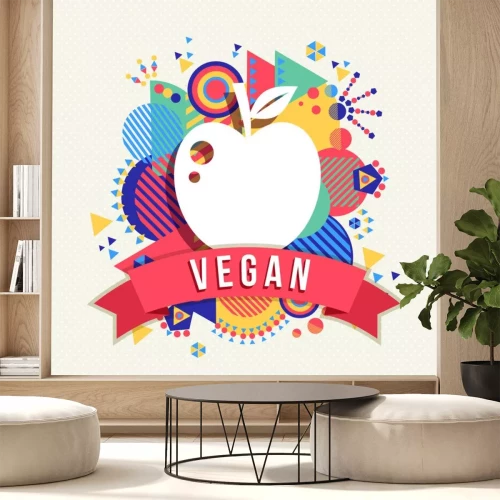 Sticker Kleurrijke abstracte afbeelding met een appel