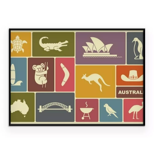 Poster Kleurrijke symbolen van Australië