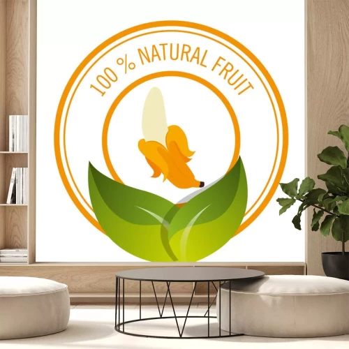 Sticker Banaan in circulair biologisch voedsellogo