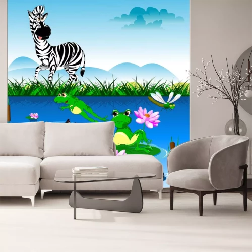 Sticker Zebra bij de gieter