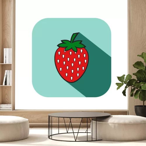 Sticker Strawberry fruit met lange schaduw