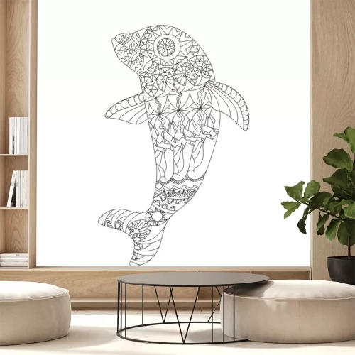 Sticker Patterned dolfijn zentanglestijl