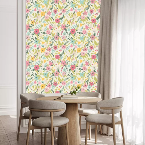 Behang Abstracte weide met bloemen