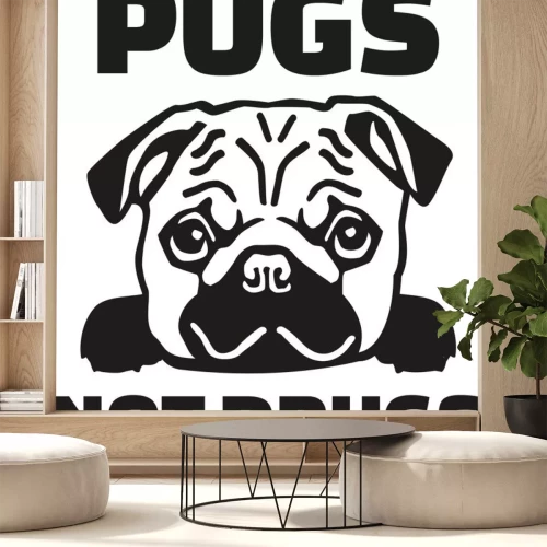Sticker Grappige pug zeggen - Pugs niet drugs