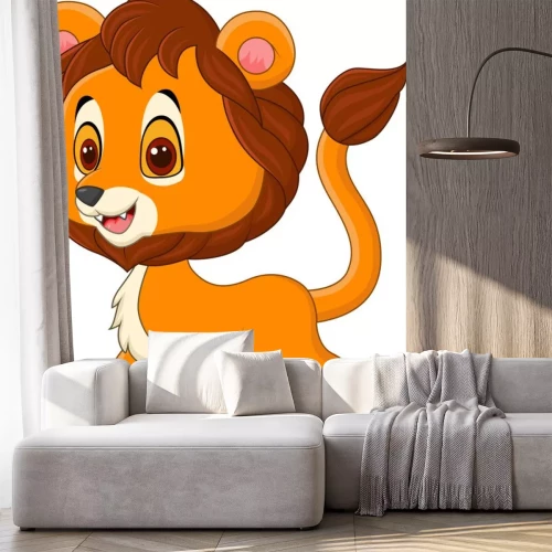 Sticker Vrolijke leeuwenwelp met een afbeelding van een opgeheven poot