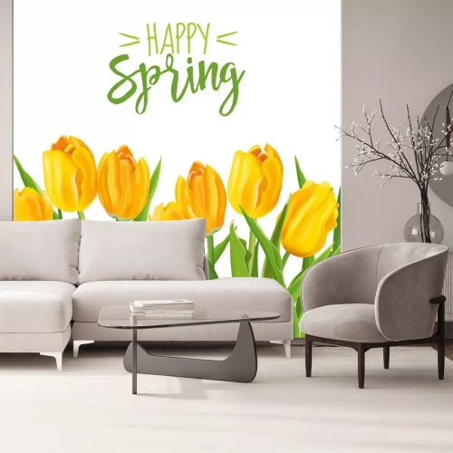 Sticker Gele tulpen in het voorjaar