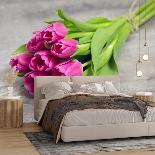 Sticker Zeven roze tulpen