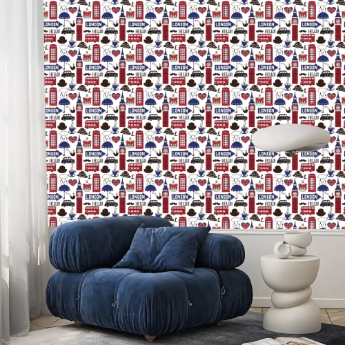 Behang Vector patroon met Londen symbolen en bezienswaardigheden