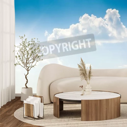 Fotobehang Lucht met pluizige wolkjes