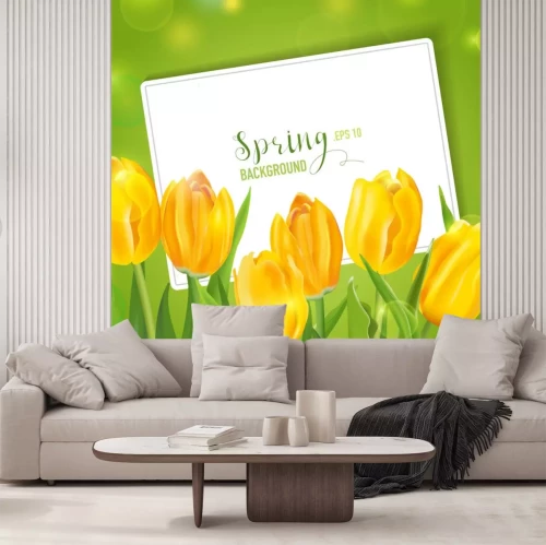 Sticker Lente gele tulpen