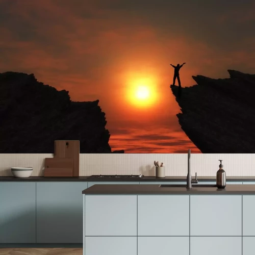 Sticker Man op de top van een berg