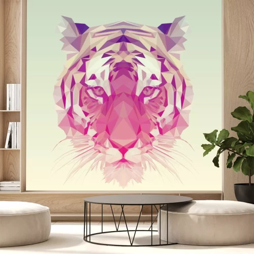 Sticker Tijgers tijger hoofd geometrische vormen