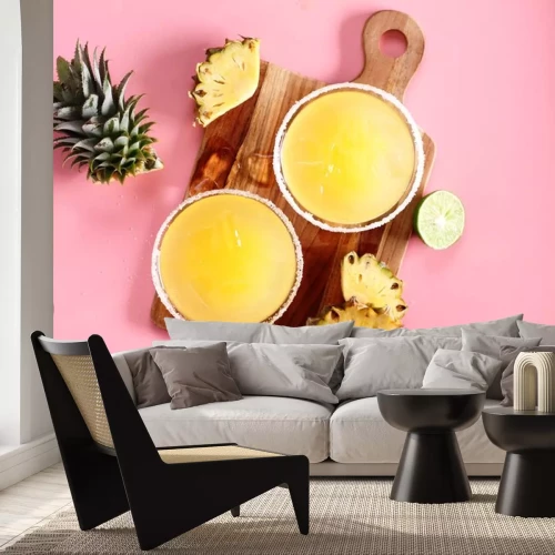 Sticker Zoete ananas drinkt bovenaanzicht