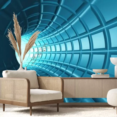 Fotobehang Abstracte digitale mesh-tunnel