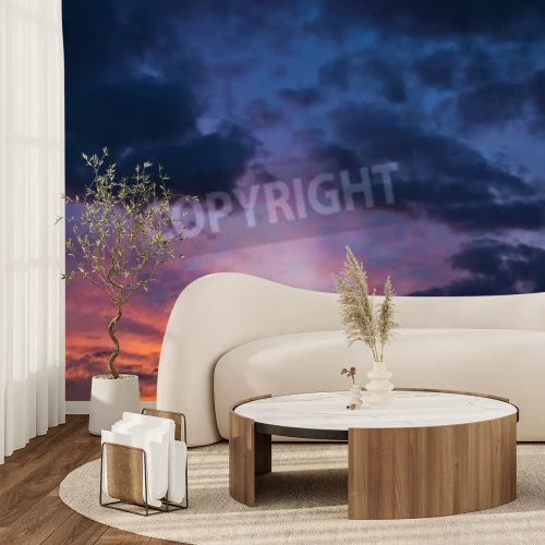 Fotobehang Donker landschap in de avond