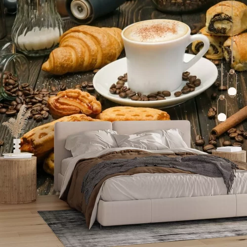 Fotobehang Koffie en gebak