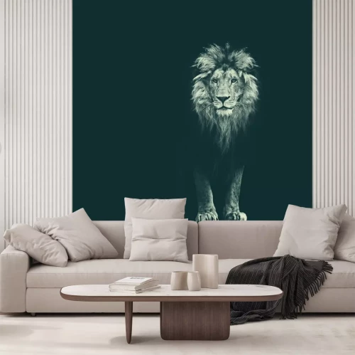 Sticker Savannah leeuw die uit de duisternis tevoorschijn komt