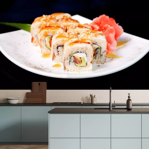 Sticker Set van broodjes op een houten donkere tafel.