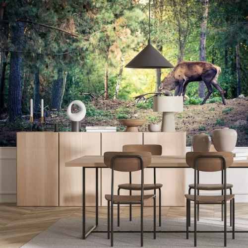 Sticker Herten met grote hoorns in het bos