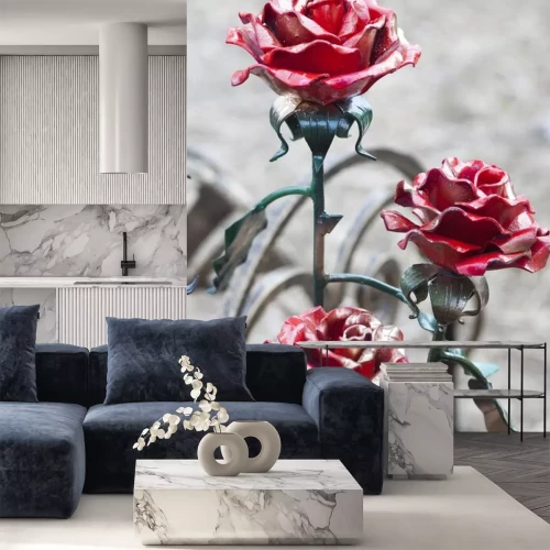 Sticker Metalen rode rozen