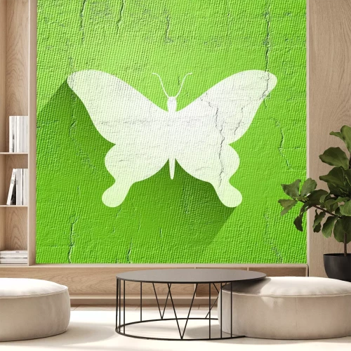 Sticker Witte vlinder op een groene achtergrond