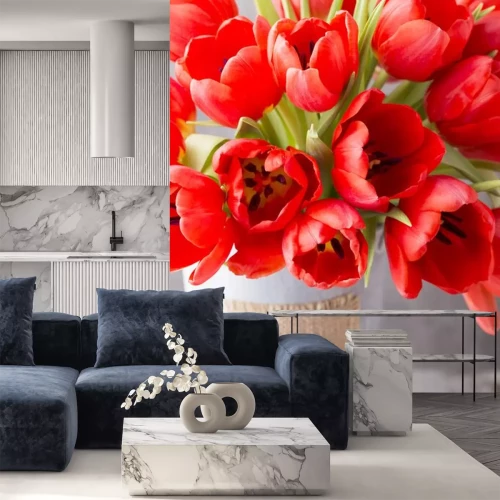 Sticker Bloeiende rode tulpen