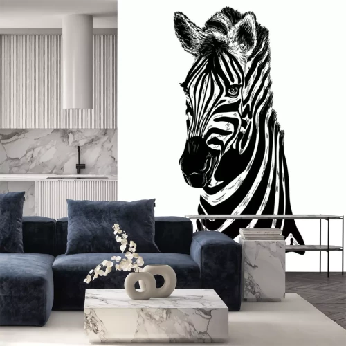 Sticker portret van zebra op een witte achtergrond