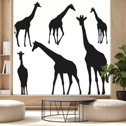 Sticker Set vector silhouetten van giraffen