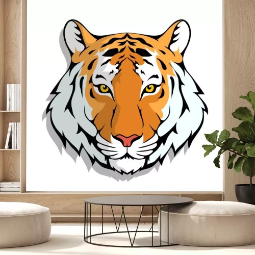 Sticker Tijgers tijgerkop met gele ogen
