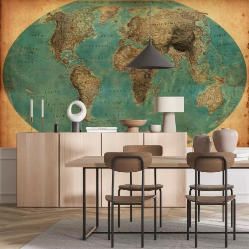 Fotobehang Wereldkaart in retro stijl