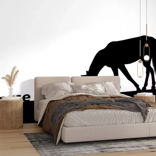 Sticker Paarden zwart silhouet van een paard met verlaagd hoofd