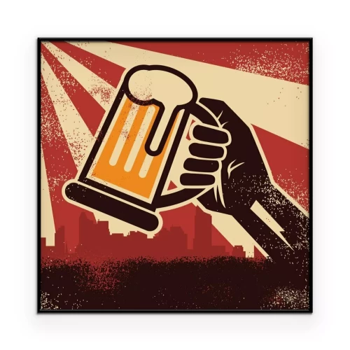 Poster Oude, gestileerde illustratie van een bierpul.